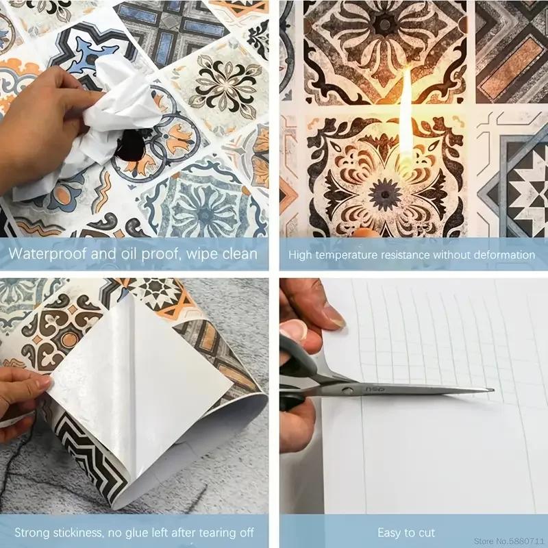 40 см Европейский стиль Маслостойкая Кухонная Мебель Наклейки на Стену Самоклеящиеся ПВХ Плитка для Ванной Водонепроницаемые Обои для Шкафа