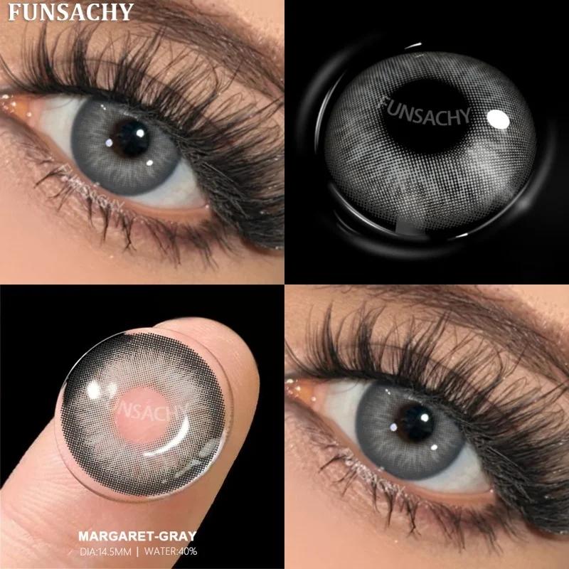 FUNSACHY 2pcs Colored Contact Lenses for Eyes Brown Color Makeup Contacts Lens Fashion Beautiful Cosmetic Gray Pupil Yearly Use