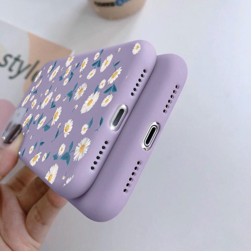 Милый цветочный мягкий силиконовый чехол для Samsung A55 A35 M35 S24 Xiaomi Redmi Note 13 Pro 14 Poco C65 iPhone Huawei Honor 90 Realme Camera противоударный чехол