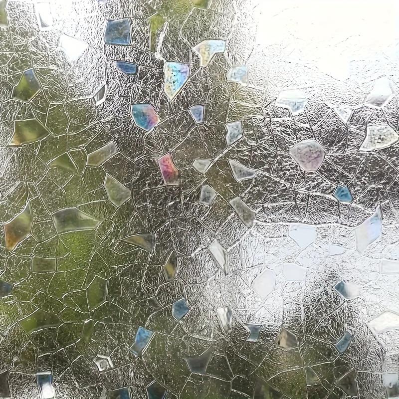 1 Roll 3D Colorful Stone Privacy Window Film Laser Electrostatic Frosted Glass Window Film, Glue-free Type, No Residue, Anti-peeping