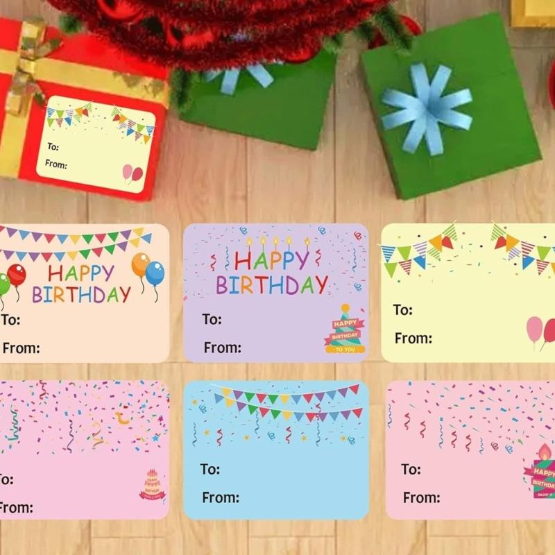 300Pcs Birthday Name Sticker 50x38mm Adhesive Wrapping Label for Packaging Seal Envelope Card Holiday Present Case