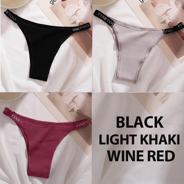 FINETOO 3PCS/Set Cotton Panties Briefs Women Underpants Female Sexy Knickers Women Thongs Underwear Solid Color Intimate Lingerie