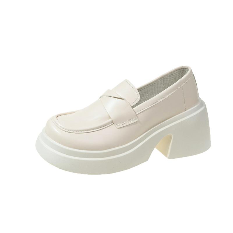 Elegant Women High Heel Platform Slip On Retro Casual Little Leather Shoes Summer Outdoor Wear City Walk Cosplay Mary Jane Shoes