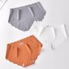 Ice Silk Mid-Waist Wave Edge Women's Triangle Panties - Summer Thin Style, Solid Color