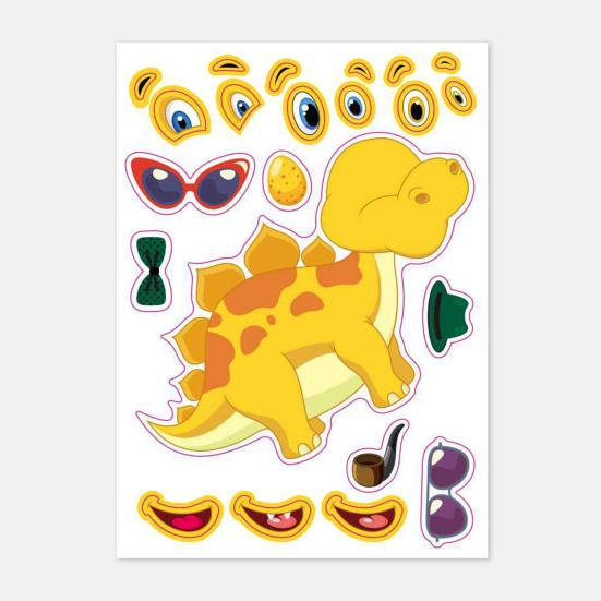 12 шт. детский набор, свой собственный стикер с динозавром, мультяшная игрушка-макияж, сделай сам, образовательная школьная награда