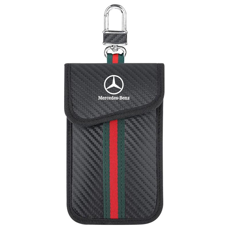 OQA4 Faraday Key Bag Protector Car RFID Signal Blocking Anti-Theft Pouch For Mercedes Benz AMGW204 W205 W212 W213 W221 W177 W246 GLA