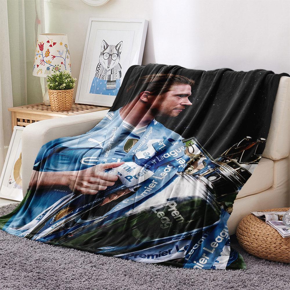 Kevin De Bruyne Printed Flannel Blanket, soft throw for bedroom sofa, washable,soccer fan merchandise, great gift.