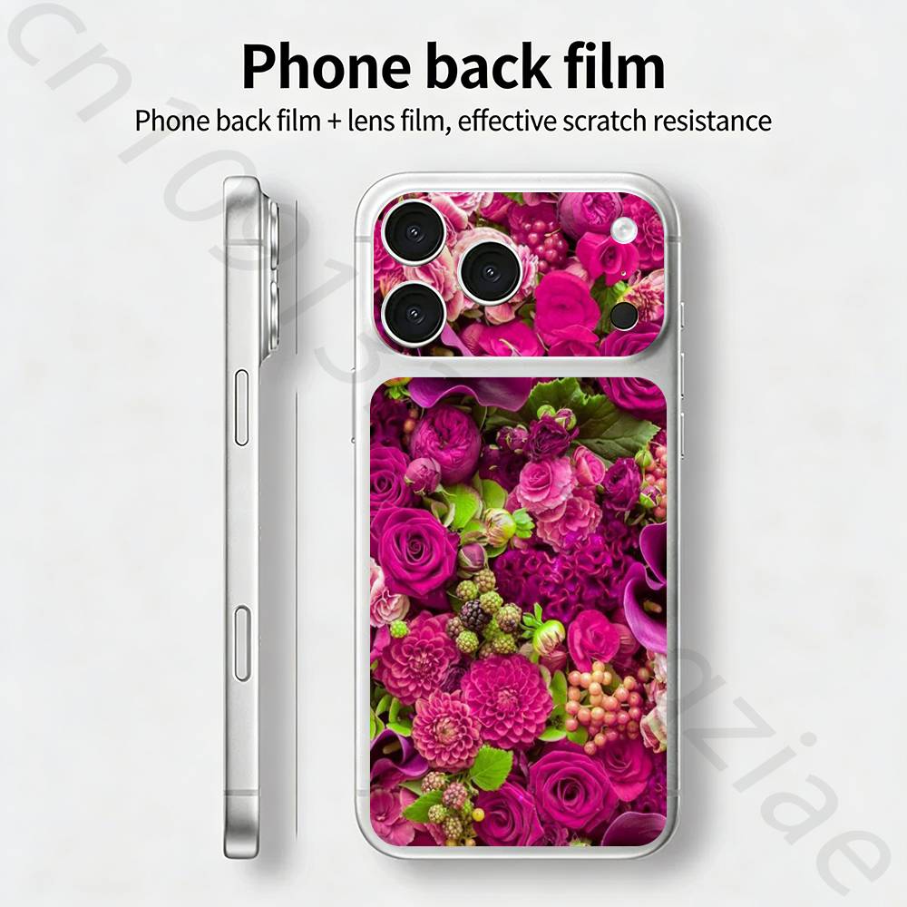 Розово-фиолетовый пион Наклейка-скин-обертка TICKET для iPhone 17 Pro/Pro max Защитная пленка для задней панели, рамки, камеры