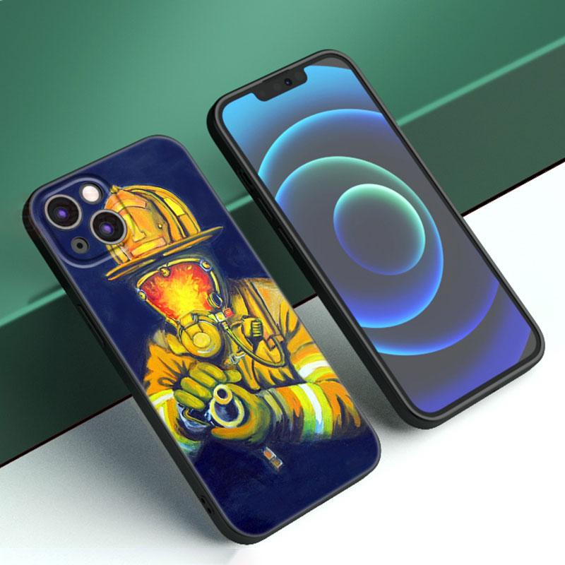 Герои-пожарные Пожарный Чехол для телефона для Apple iPhone 12 13 Mini 11 14 15 Pro Max 7 8 X XR XS SE 2020 2022 Черный силиконовый чехол