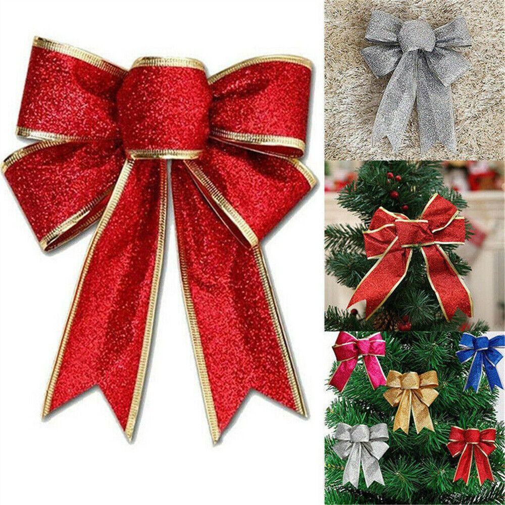 Large Christmas Tree Bows 25cm Red Bows Cute Wreaths Xmas Decor