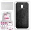 apgo Protective Skin Sticker for the Back Compatible with Samsung Galaxy J3 (2017), Wrap Film, Foil, Vinyl - Pattern Black Leather