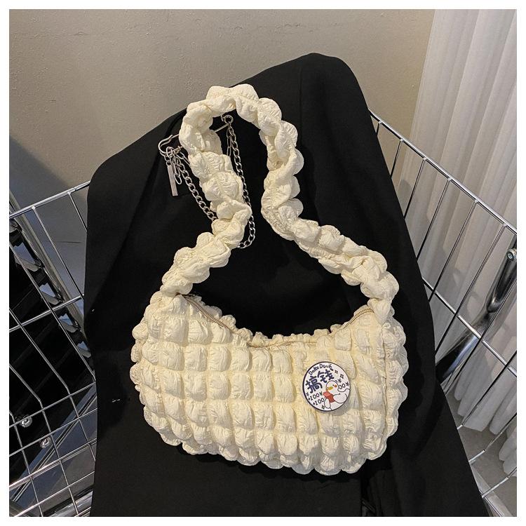 Плиссированная сумка под мышками с облаком, однотонная сумка на плечо, пригородная плиссированная сумка, сумка для покупок, рюкзак с сердечком для девочек