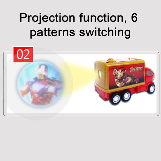 Детская проекционная игрушка Случайные 6 узоров Функция отката Съемный мультяшный Креативное развлечение АБС Железный Человек Проекционные часы Детская игрушка