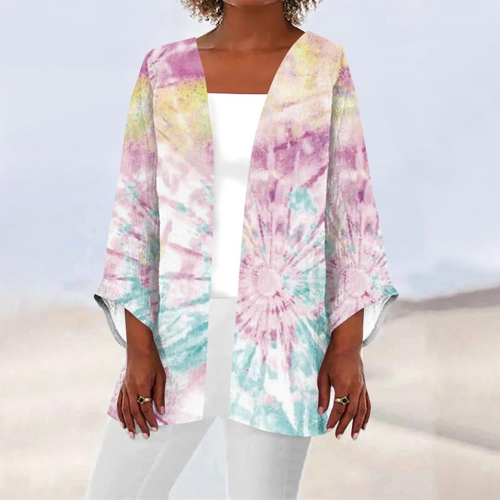 Women's Casual Fashion Printed Lightweight Medium Length Jacket Cardigan
