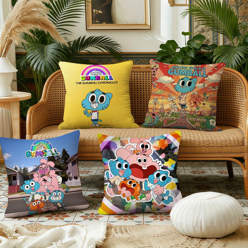 Cartoon ggumball cute cushion cover Pillow Case Plush Fabric Soft Double Sided Print Sofa Cushion Cover Throw Pillow Covers