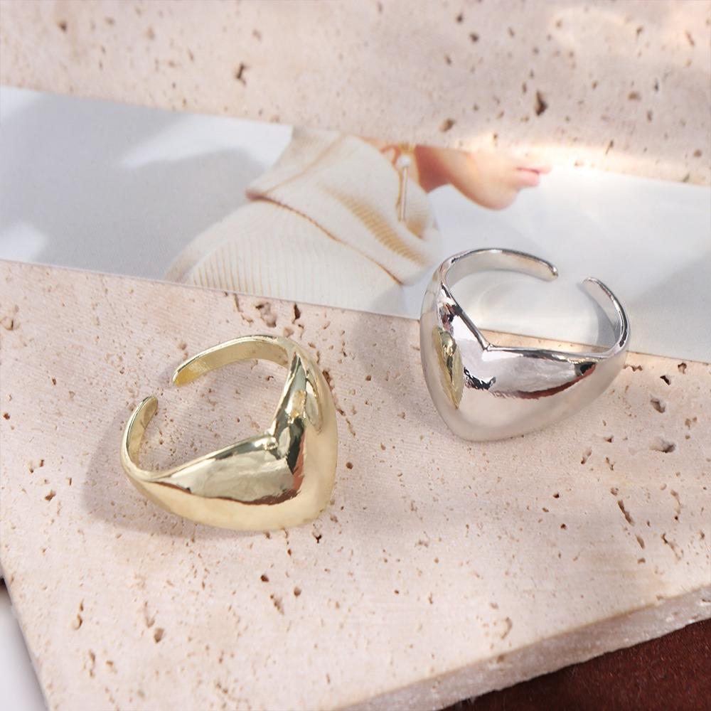 Аксессуары для украшений Геометрическое открытое кольцо Геометрическая широкая пряжка для пальца Металлическое кольцо-сердце Для пары