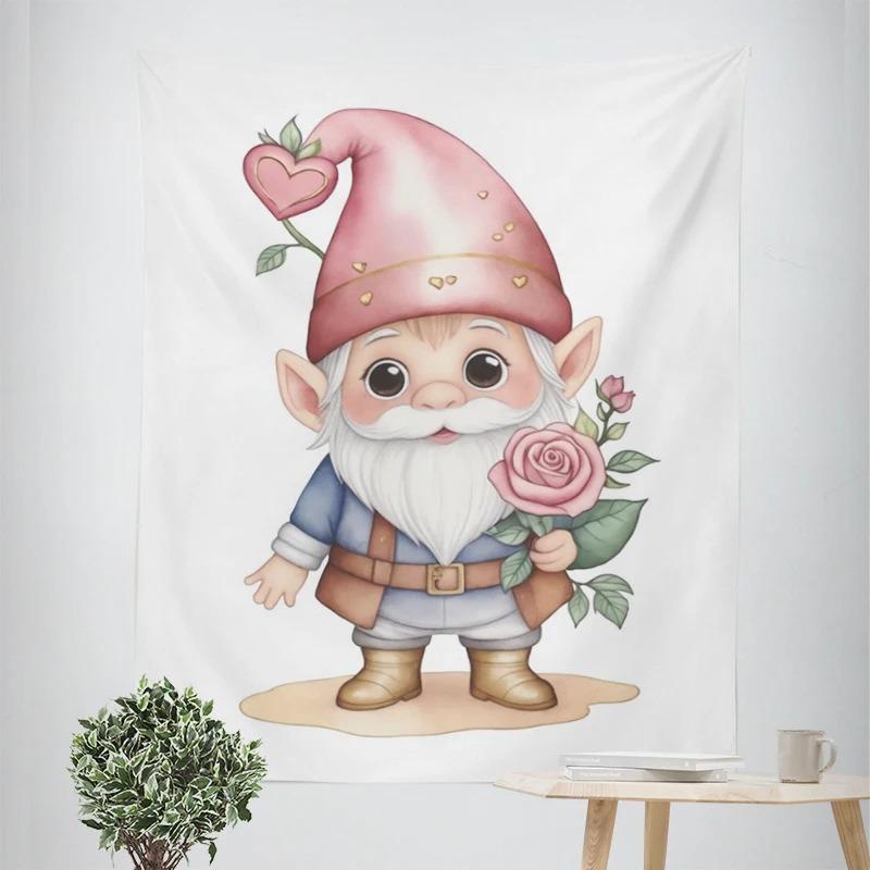 New Year Christmas Gnome Dwarf Pattern Living Room Bedroom Decorative Tapestry