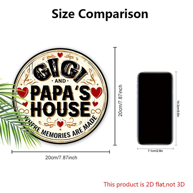Деревянная табличка в деревенском стиле с надписью GIGI PAPA'S HOUSE - Круглое украшение для воспоминаний для входной двери, стены, крыльца, забора - Идеальное подвесное украшение
