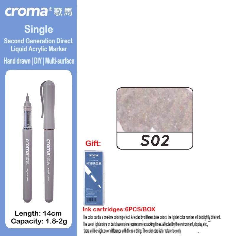 Набор многоразовых акриловых маркеров Croma 160/1 Colors с мягким наконечником, смываемые акварельные кисти, школьные принадлежности
