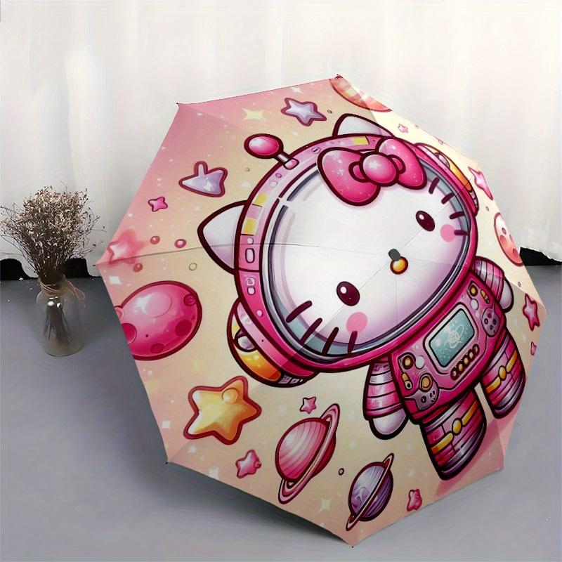 1pc Hello Kitty Astronaut Space Adventure Umbrella with Plastic Handle,Suitable for All Seasons Home Travel Outdoor UmbrellaSanlio521