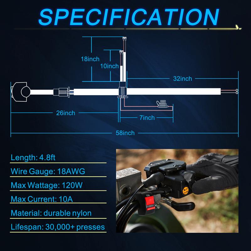 LED Light Bar Wiring Harness Kit 16 AWG / 18 AWG Universal LED Wiring Harness 12V 40A Relay On Off Rocker Switch Wiring Harnes