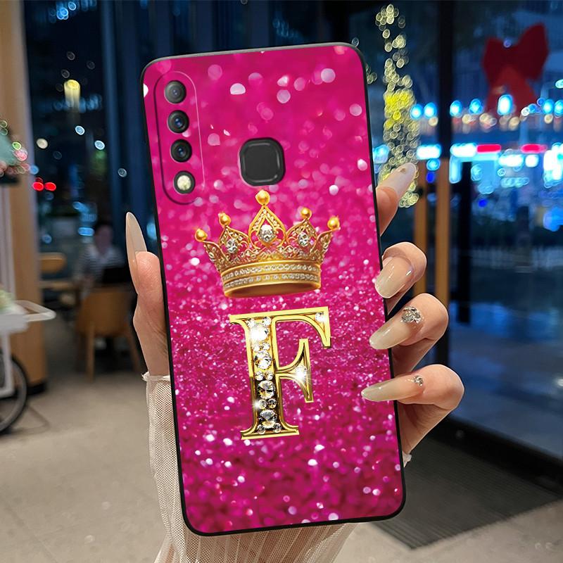 Красивый чехол-корона с буквами от А до Я для Infinix S4 Smart3 Plus X626 X267, черный, из мягкого силикона, противоударный