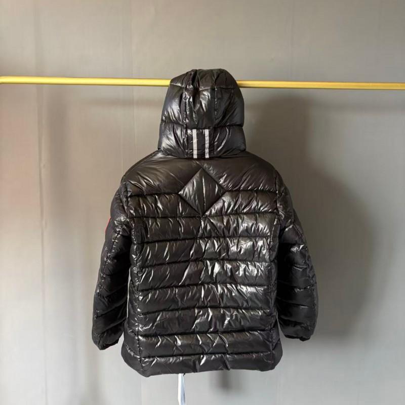 Lightweight Goose Down Jacket Men Women - Hooded Reversible Slim Fit Winter Coat With Embroidered Badge