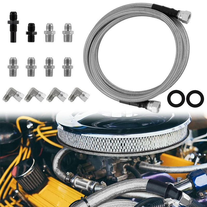 70” Flexible SS Braided Transmission Cooler Lines Kit 6AN For GM 4L60E 4L80E