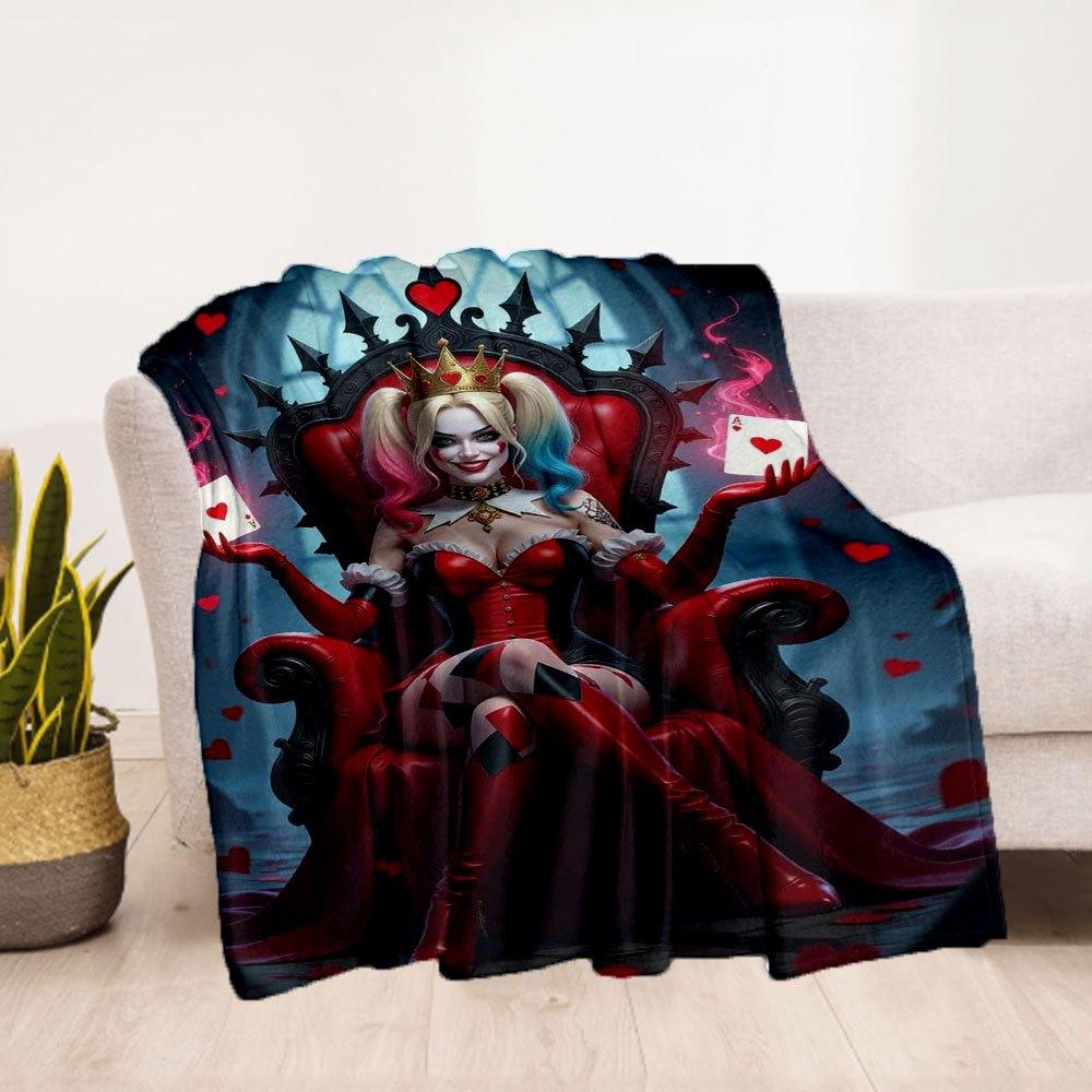 "Queen of Hearts: Red & Black Gothic Cosplay Costume Set"Blanket Flannel Throw Blanket for Sofa, Bed, Travel, Camping, Office