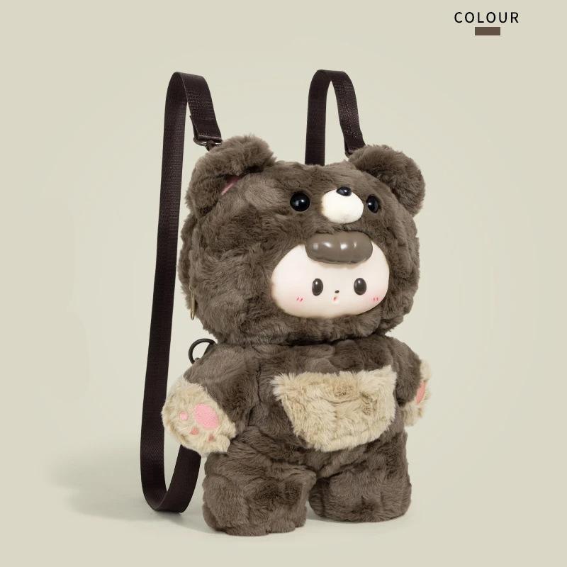 2025 New Girls Birthday Gift Cute Plush Bear Backpack High Value Doll Bag Small Backpack