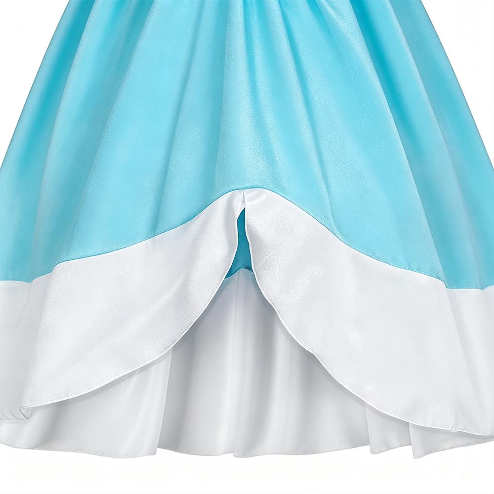 Rosalina Costumes Kids Long Sleeve Girl Fancy Peach Dress Blue Off Shoulder Princess Gown for Birthday Party Cosplay