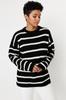 Women's Fashionable Stylish Sweater Black Wide Fit Couple Striped Knitwear Sweater