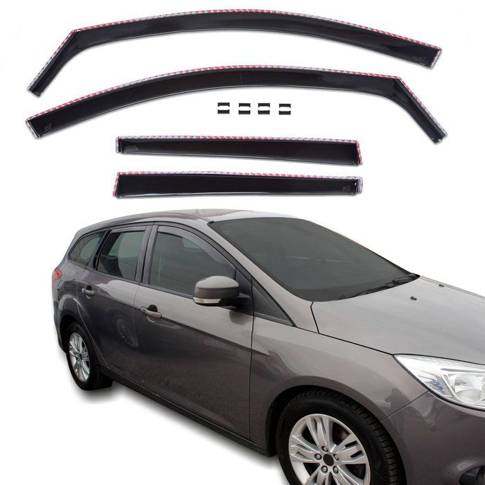 Дефлекторы на окна - Ford Focus 3 (2011-2018) 5 дверей - Аэродинамика - Акрил с защитой от УФ - Установка без сверления