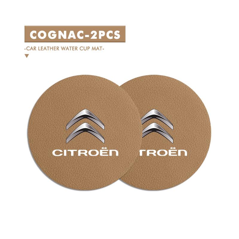 EMHV7 2Pcs Leather Anti-Slip Suede Car Water Cup Holder Accessories For Citroen Jumper Celysee Cactus Picasso Aircross Saxo Grand