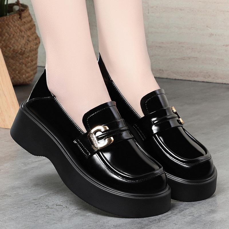 Маленькие кожаные туфли в британском стиле, новые весенне-осенние туфли с юбкой, универсальные туфли на толстой подошве для женщин