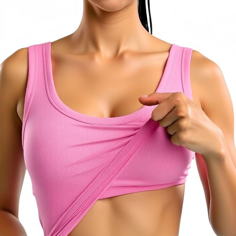 Женский топ без рукавов со съемными вкладышами, прилегающий, однотонный, подходит для ношения как верхний слой или как базовый слой.