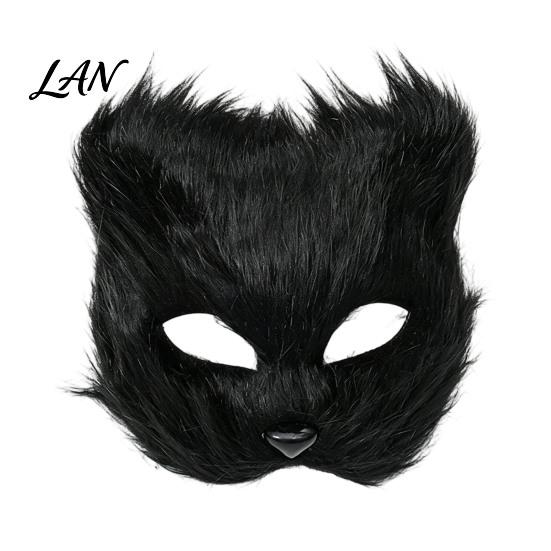 Secure Fit Animal Mask Long Fur White Fox Half Face Mask, Halloween Masquerade Cosplay Breathable Elegant Fairy for Ancient Style Photoshoot