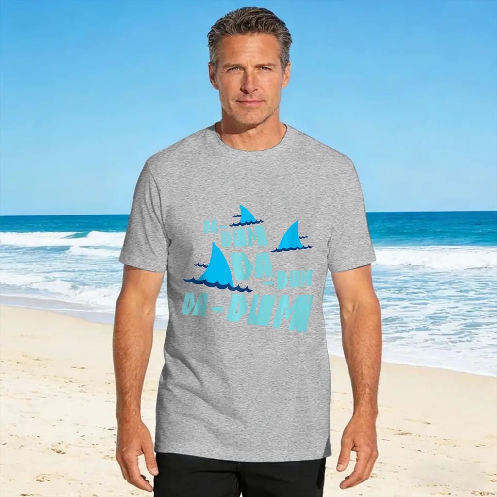 Jaws Da Dum Da Dum Blue Shark Fins Design T Shirt Summer Popular Tshirts 100 Cotton O Neck Plus Size 5xl Tees Short Sleeve