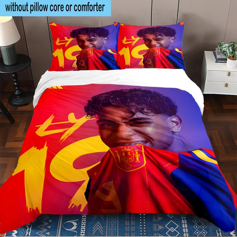 3PCS Football Spirit Ya-mal Bedding Set,Including 1pc Duvet Cover And 2pcs Pillowcases Perfect for Bedroom, Dormitory, Fan Christmas gift