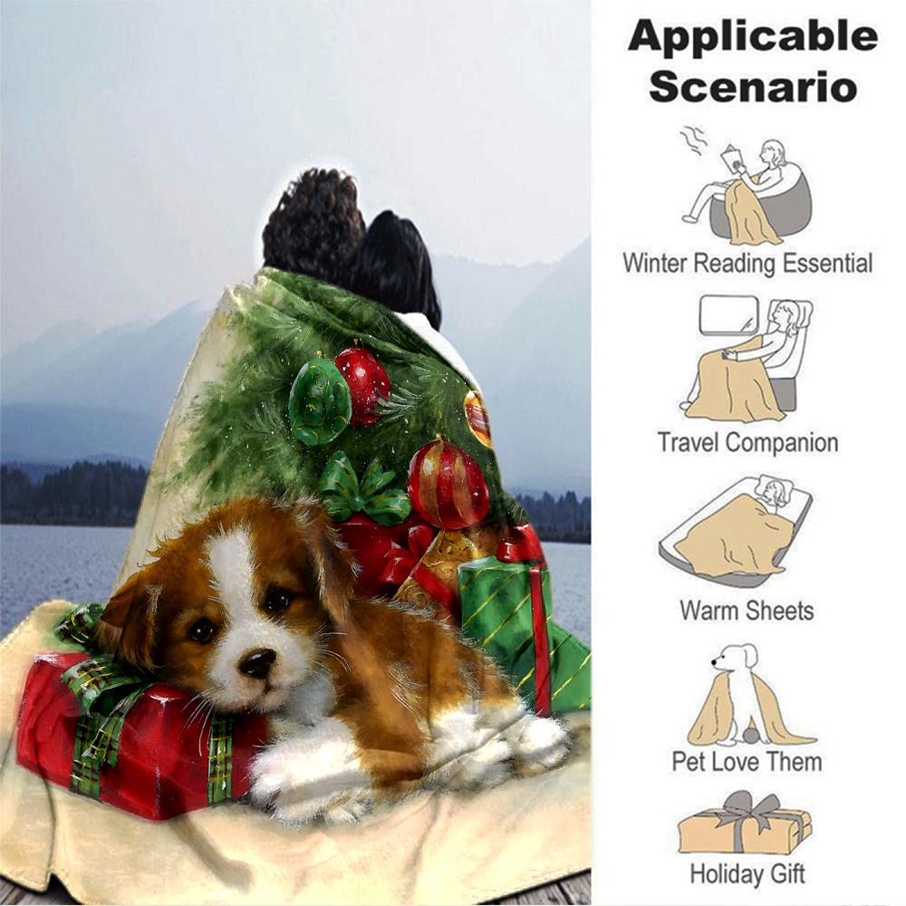 Christmas Puppies Presents Blanket Soft Throw Blanket For Home Bedroom Bed Sofa Travel Office Solid Christmas Blanket