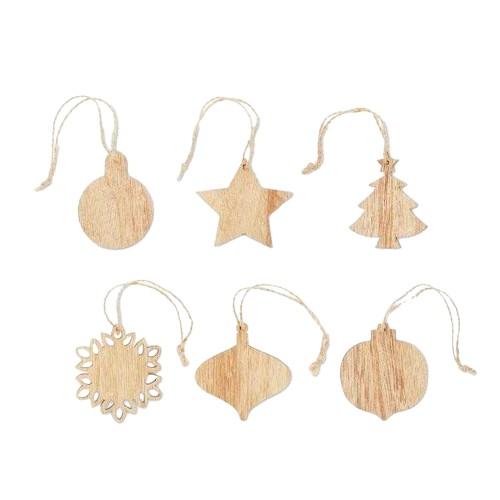 MidOcean Chriset Wooden Hanging Ornament (Pack of 6)