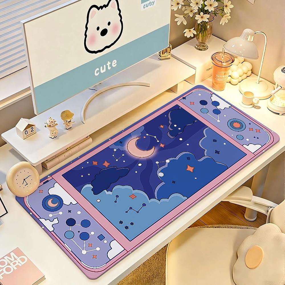 Pink Cloud Cute Retro Game Console Gaming Mouse Pad Antislip Rubber Base Large Pc Keyboard Laptop Desk Mat Office Student Home