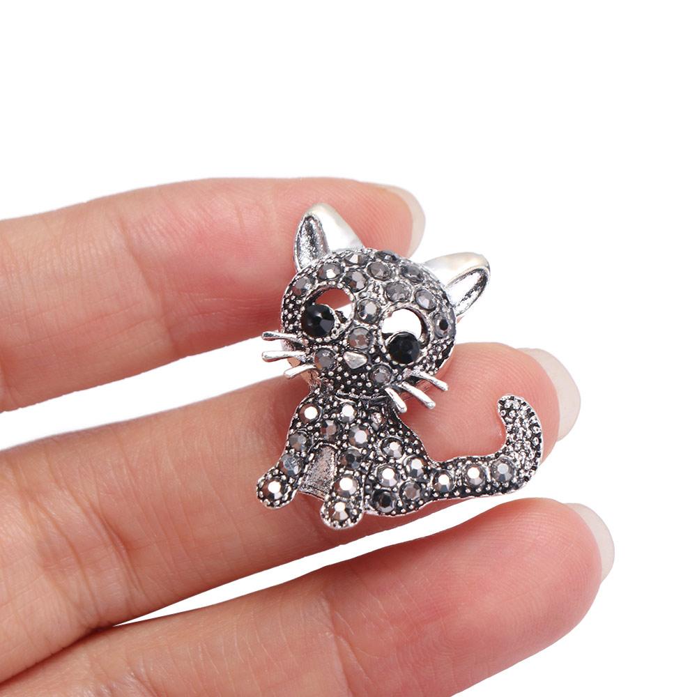Clothing Accessories Crystal Cat Brooches Cute Vintage Brooches Lapel Pins Cat Badge Pins Gift