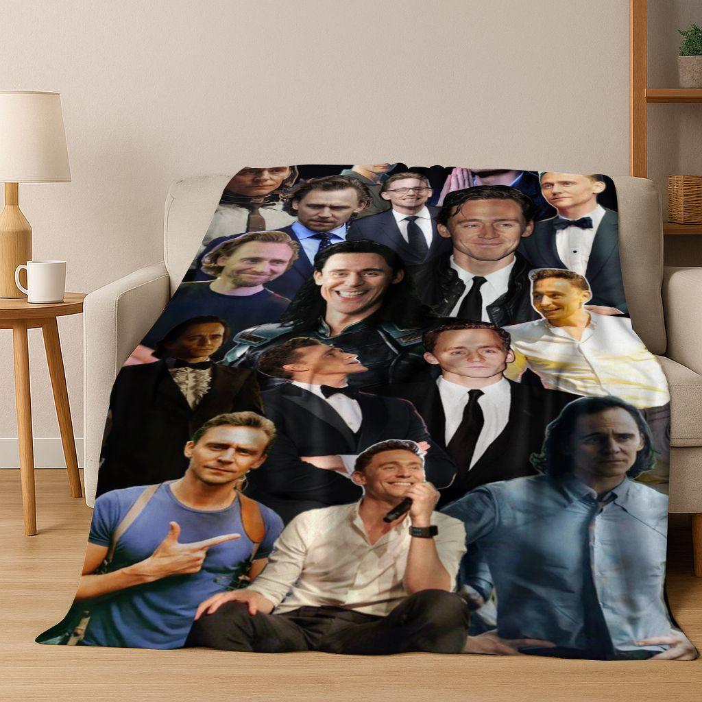 3D Tom Hiddleston Art Actor Star Flannel Blanket,Cozy Soft Throw Blanket for Home Bedroom Bed Sofa Picnic Office Cover Kids Gift
