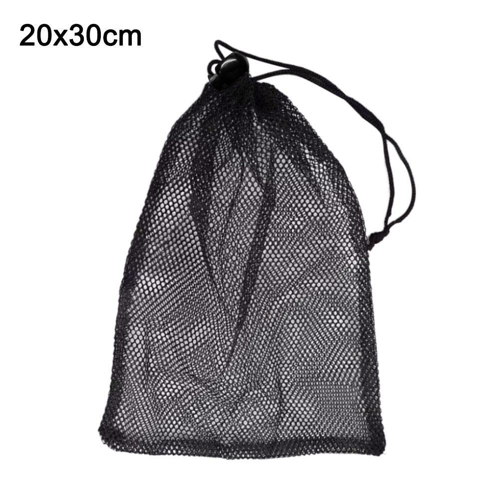 Black Laundry Bag Nylon Mesh Pouch Portable Drawstring Storage Pouch Bag