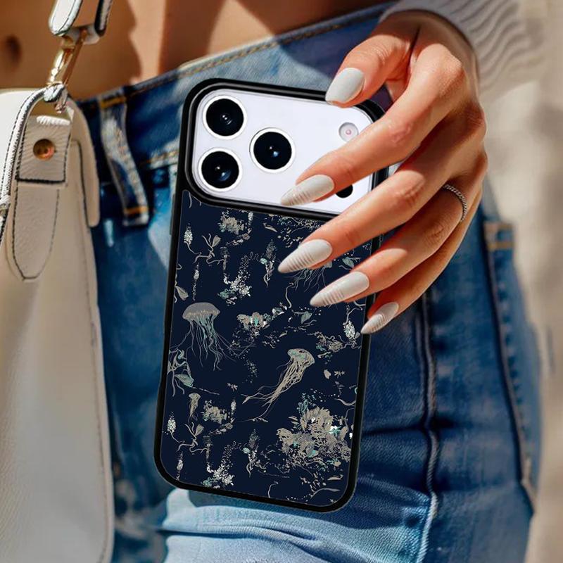Синий чехол для телефона с принтом медузы для iPhone 17 Air 14 15 13 12 Max Чехол для Apple 14 15 16 16e 11 Pro Max Plus