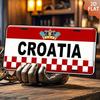 HD Алюминиевая Печать Винтажный Флаг Хорватии Шахматная Доска Герб Ретро Стиль Номерного Знака Настенное Искусство Высокая Четкость B