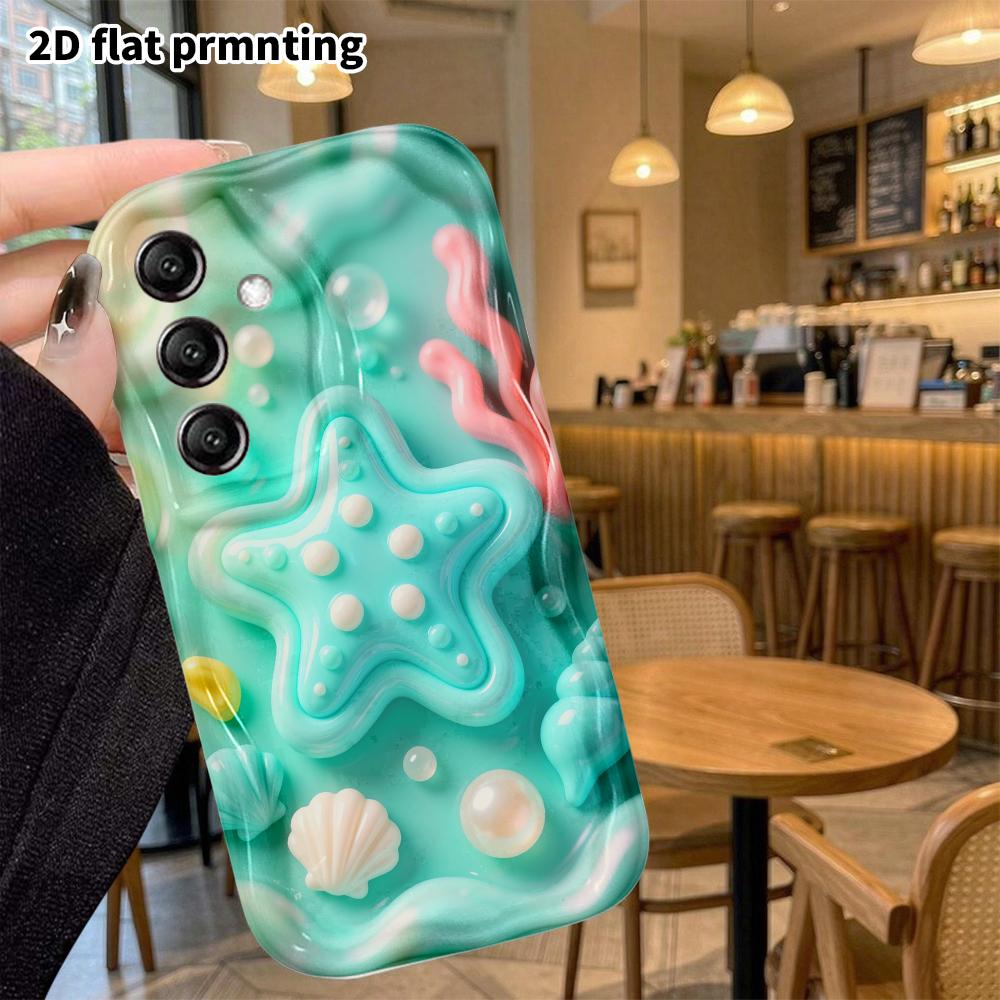 Phone case: 2D flat, suitable for Samsung Galaxy A34 A35 M05 M06 S20 S22 S21 FE Plus 5G protective case, ocean starfish, perfect Christmas and Hallowe