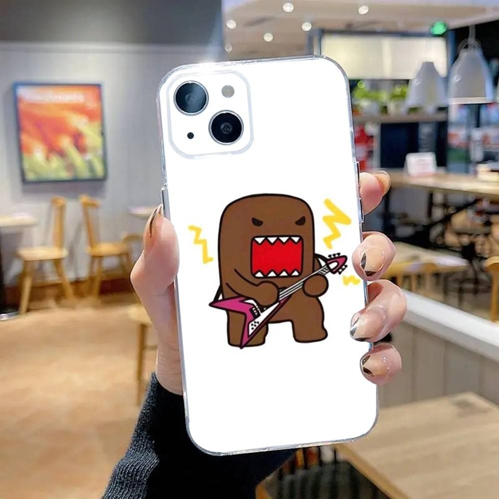 Милый чехол для телефона Domo-kun для iPhone 16,15,14,13,12,11 Pro,Max,Plus,X,XS,XR,SE,Mini Прозрачный Силиконовый Мягкий