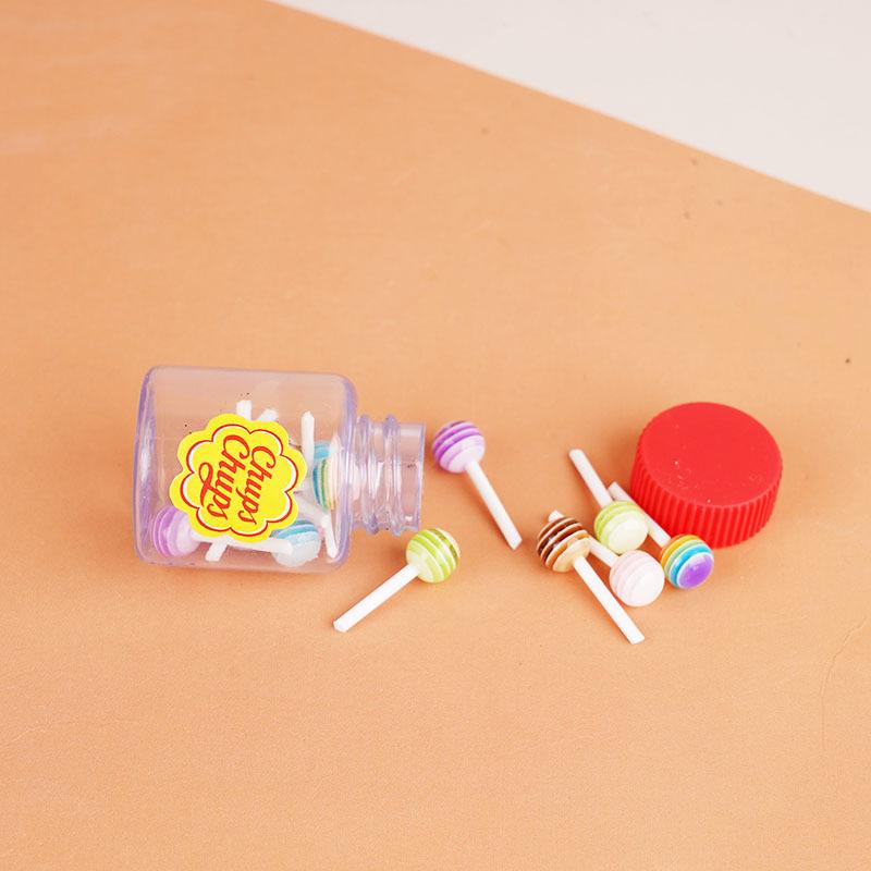 10Pcs 1/12 Miniature Dollhouse Candy Jar Models, Simulation Snack Bottles, Pretend Play Toy Kitchen Decorations